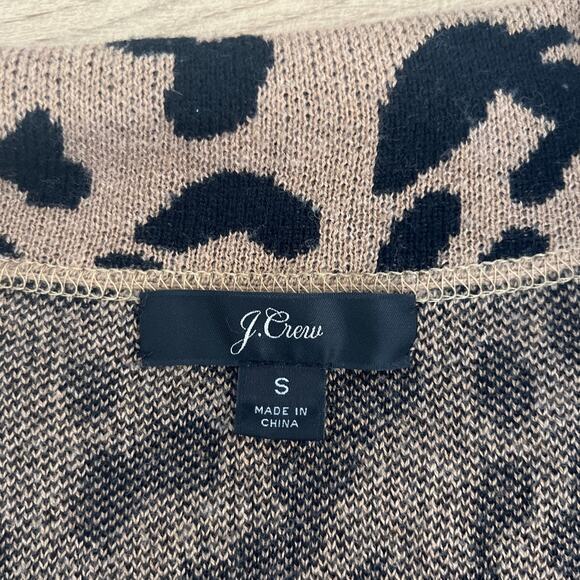 J.Crew Sophie Leopard Print Open Front 3/4 Sleeve Sweater Blazer Size Small Wool - Picture 3 of 6